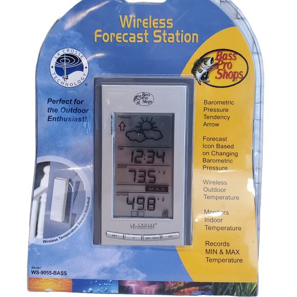 Bass Pro Shops Wireless Weather Station Weather Forecast Outdoor Sensor La Cross - Picture 1 of 12